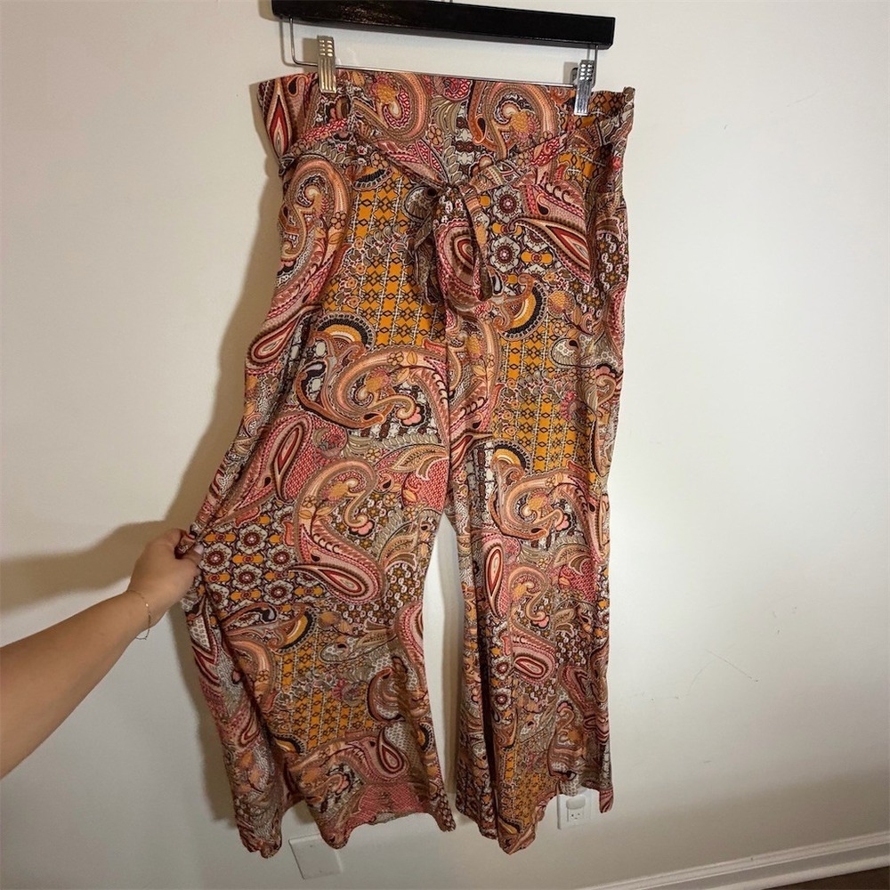 TRUTH NYC Womens Wide-Leg Palazzo Pants Size L Multicolor High Waist Boho‎